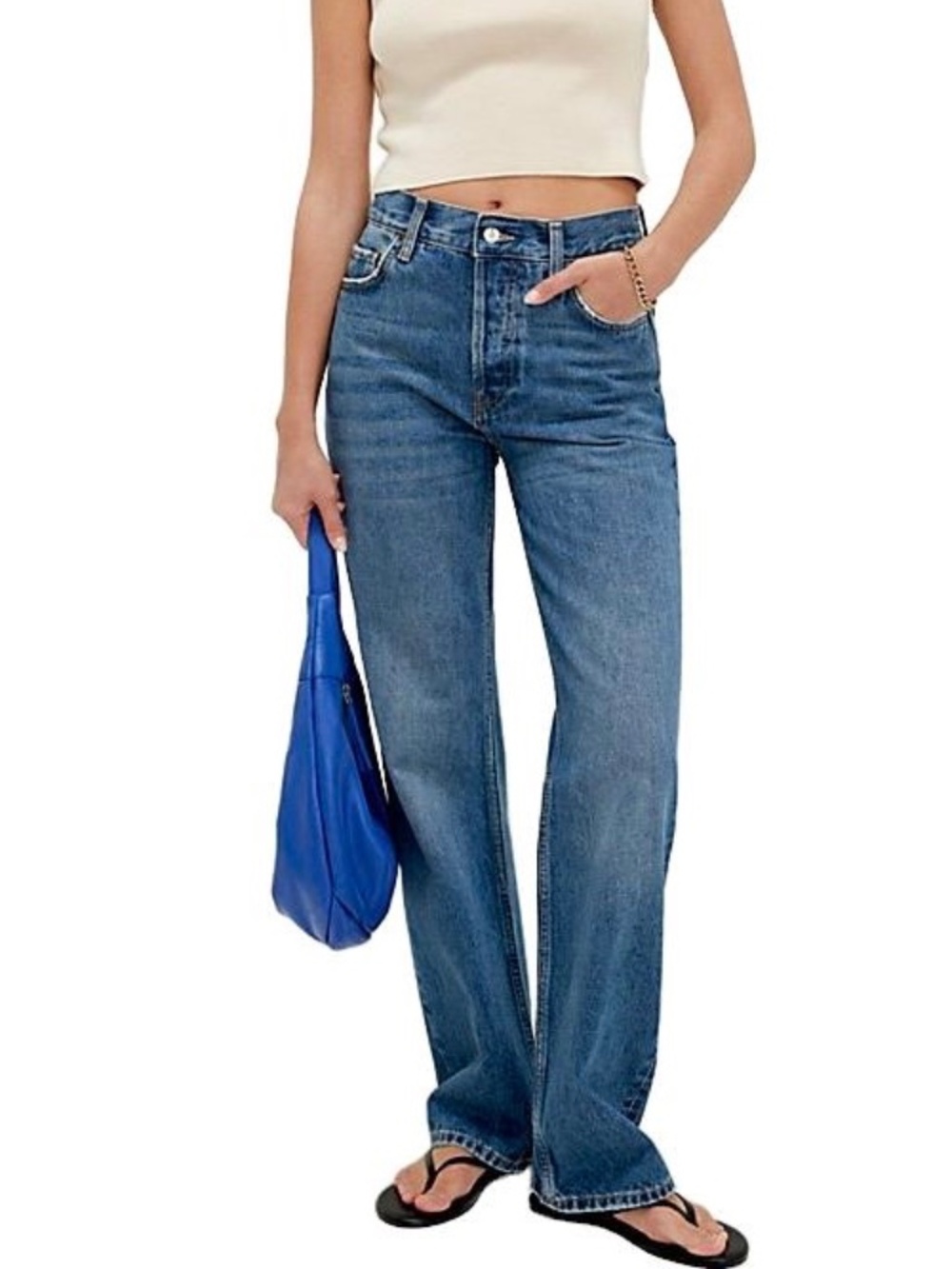 Free People Mid wash high rise boot cut Holly Jeans nwt s 28